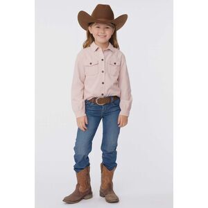 H&M Pink Cotton Button Up DOWN Shirt Blouse Top Size 9-10 Youth KIDS GIRLS